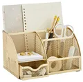 Produktbild: Annova Mesh Desk Organizer Office mit 7 Fächern + Schublade/Schreibtischordnung Candy/Stifthalter/Multifunktions-Organizer (Gold)