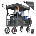 Produktbild: KESSER Bollerwagen faltbar mit Dach Handwagen Transportkarre Gerätewagen inkl. 2 Netztaschen und Einer Außentasche klappbar Vollgummi-Reifen bis 100 kg Tragkraft Mit Vorderrad-Bremse