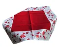 Produktbild: Tischläufer Tischdecke Mitteldecke Tischband gestickt Rosen Rot Weiss Silber Grau (60 x 60, Rot/Weiss)