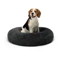Produktbild: lionto Hundebett aus Plüsch in Donut-Form, 80 cm Durchmesser, dunkelgrau