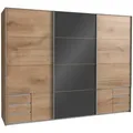 Produktbild: Carryhome Schwebetürenschrank, Dunkelgrau, Plankeneiche, Metall, 3 Fächer, 6 Schubladen, 270x210x65 cm, Made in Germany, Schlafzimmer, Kleiderschränke, Schwebetürenschränke