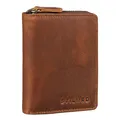 Produktbild: STILORD Giannis Mini Leder Portemonnaie Herren RFID Brieftasche Hochformat Geldbörse Klein mit Reißverschluss Vintage Wallet aus echtem Leder Farbe:Sesto - Cognac