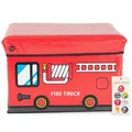 Produktbild: Aufbewahrungsbox mit Deckel Kinder Feuerwehr, faltbar, Sitzhocker mit Sitzgel...