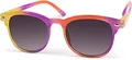 Produktbild: styleBREAKER Kinder Nerd Sonnenbrille mit buntem Rahmen, Kunststoff Rahmen und Polycarbonat Flachgläsern 09020090, Farbe:Gestell Gelb-Pink-Orange/Glas Grau Verlauf