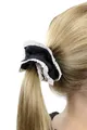 Produktbild: Haarband Stoff Scrunchy Maid/Magd/Zofe/Gothic Lolita Schwarz + Weiße Spitze Z012