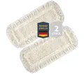 Produktbild: 2 Stück PREMIUM Wischmopbezug Ersatzbezug Set Baumwolle für 40 cm Wischmop Klapphalter MADE IN EUROPE, Bodenwischer Mop für Bodenbeläge wie Laminat Echtholzböden Dielen Putzlappen, Parkett Schrubber