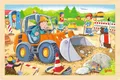 Produktbild: goki 57411 Einlegepuzzle Baustelle aus Holz, Holzpuzzle mit Bagger und Bauarbeitern, Lernspielzeug und Kinderpuzzle, fördert Fantasie und Motorik, 30cm x 20cm, 24er Set, ab 3 Jahre