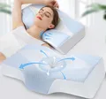 Produktbild: Hypuno Orthopädisches Memory Foam Kopfkissen Nackenstützkissen gegen Nacken- & Schulterschmerzen mit Kühlendem, Waschbarem Bezug – Ergonomisches Schlaf- & Komfortkissen für Seiten- & Rückenschläfer