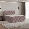 Produktbild: Masseno Boxspringbett ROVARI 160x200 cm Komplett-Set mit Bonell Matratze und Topper, Polsterbett mit Bettkästen -Rosa, KRONOS 27