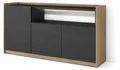 Produktbild: Sideboard Holzeffekt schwarz und eiche 156x37x80cm mit Led
