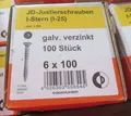 Produktbild: Packung Justierschrauben 100Stück 6x100mm galv. verzinkt I-25 / ... H2Pal4aK9