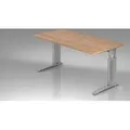 Produktbild: Schreibtisch U-Serie | inkl. Kabelwanne | C-Fuß | höheneinstellbar, Größe Tischplatte:160 x 80 cm, Farbe Tischplatte:Nussbaum, Farbe Gestell:Si... - Braun