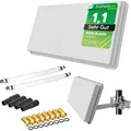Produktbild: Sat Flachantenne Twin LNB HD Sat Anlage für 2 Teilnehmer H30D2+ kompakte Sat-Antenne mit Fensterhalterung und Zubehör SET – starke Empfangsleis...