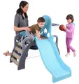 Produktbild: KidKraft 5-in-1 Sportliches Klettergerüst für Kleinkinder mit Rutsche, Kletterleiter, Basketballkorb, Fußballtor und Baseballziel – inkl. 3 Bälle