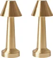 Produktbild: BELIANI Tischlampen 2er Set Gold Metall Kabellos Wiederaufladbar Touch Funktion Dimmfunktion USB Kabel Indoor Outdoor Tischleuchte Schreibtischlampe