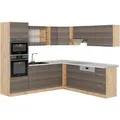 Produktbild: Vicco R-Line Eckküche Edelgrau/Goldkraft Eiche 237 x 247 cm AP Marmor ohne E-Geräte