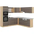 Produktbild: Vicco Eckküche, Grau, Honigeiche, Holzwerkstoff, L-Form,Formgebogen, 247x81.6x60 cm, Küchen, Eckküchen, Eckküchen ohne Geräte