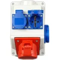 Produktbild: RoadEu Kombi Wandsteckdose, 16A Steckdose 5P, 3x 230V Schuko, Stromverteiler IP44, PCE CEE Steckdose