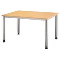 Produktbild: HAMMERBACHER Orbis höhenverstellbarer Schreibtisch buche rechteckig, 4-Fuß-Gestell silber 120,0 x 80,0 cm
