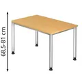 Produktbild: Hammerbacher Schreibtisch H-Serie, buche / silber, höhenverstellbar, 120 x 68,5-81 x 80cm