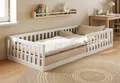 Produktbild: Kids Collective Kinderbett Bodenbett Bett mit Rausfallschutz & Lattenrost Montessori Bett Kinder (90x200, 120x200 und 140x200), Jugendbett Einzelbett Kiefer-Vollholz Weiß 90x200
