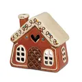 Produktbild: Windlicht Lebkuchenhaus H. 15cm braun weiß aus Steinzeug Formano W25