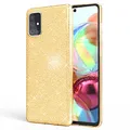 Produktbild: NALIA Glitzerhülle für Samsung Galaxy A71 - Funkelnder Glitzer-Look & Grip - SHINEPOP (Silikon Case) - Marke aus Berlin, Farbe:Gold