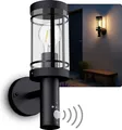 Produktbild: SSC-LUXon MOVI Außenleuchte mit Bewegungsmelder Dämmerungssensor IP44 – inkl. effizienter 4W Lampe E27 warmweiß – Wandlampe für Eingang