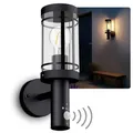 Produktbild: SSC-LUXon MOVI Außenleuchte mit Bewegungsmelder Dämmerungssensor IP44 – inkl. effizienter 4W Lampe E27 warmweiß – Wandlampe für Eingang