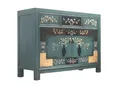 Produktbild: OPIUM OUTLET Kommode Asia Schrank Sideboard orientalisch chinesisch (Hochzeitsschrank fernöstlich, komplett montiert, blau, Möbel asiatisch, Vintage-Stil), Kommode Anrichte Büffet