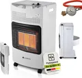 Produktbild: Juskys Keramik Gasheizung GS42US - Weiß - 4200 Watt mit 3 Heizstufen, Druckregler & Schlauch - Mobil, effizient & energiesparend - Gasheizer Gasheizofen Gasheizgerät Heizstrahler