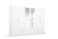 Produktbild: Rauch Möbel Gamma Schrank Drehtürenschrank Kleiderschrank in Weiß mit Spiegel 6-türig, inklusive Zubehörpaket Basic 3 Kleiderstangen, 3 Einlegeböden BxHxT 271 x 210 x 54 cm