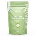 Produktbild: Nutri + Vegan Collagen Pulver Formation Support - für Kollagenbildung - mit Hyaluronsäure + Vitamin C für Haut, Haare, Nägel - 400 g Grüner Apfel