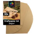 Produktbild: OfficeTree 50x Kraftpapier A4 300g - Drucker geeignet - Kartonpapier zum Basteln für Einladungen Menükarten - Kartonpapier - Braunes Papier - Craft Papier zum Drucken und Schreiben - Craftpapier A4