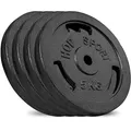 Produktbild: Hop-Sport Gusseisen Hantelscheiben Set 20 kg (4 x 5 kg) mit 31 mm Lochdurchmesser, ideal für Standard 30mm Langhantelstangen, Robuste Gewichtsscheiben für Fitness- und Krafttraining