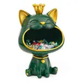 Produktbild: Efugadeng Lachende Katze Statue Figuren Lagerung Box，Katze Schmuck Schlüssel Aufbewahrungsbox，Schmuck Tablett, Große Katzen-Skulptur-Statuegeeignet für Zuhause, Büro-Dekoration (Grün, M)