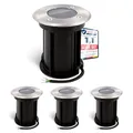 Produktbild: linovum 4er Set BORU Bodeneinbaustrahler schwarz Aussen GU10 Fassung (wechselbar) - Bodenspots rund IP67 befahrbar & kratzfest