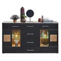 Produktbild: Stella Trading SONATE Sideboard in Eiche Altholz Optik, Schwarz - Moderne Kommode mit Schubladen und LED-Beleuchtung - 170 x 93 x 40 cm (B/H/T)