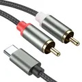 Produktbild: Typ C auf 2X RCA Audio Kabel Typ-C-Stecker auf 2 Cinch-Stecker USB-C-Stecker ...