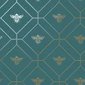 Produktbild: Wabenbiene Metallische Geometrische Tapete Perfekt für Schlafzimmer Wohnzimmer Verfügen Wände Teal World of Wallpaper 50400