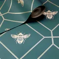Produktbild: Metallisch Wabe Bumblebee Blaugrün & Gold 50400 Geometrisch Welt Der Tapete