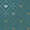 Produktbild: Wabe Biene World Of Wallpaper Geometrisch Diamanten Metallic Gold - Türkis 50400