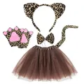 Produktbild: 5 Stück Leoparden Kostüm Set Tier Kostüm Tier Verkleiden Set Leopard Haarreif...