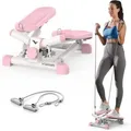 Produktbild: Merach - Mini Stepper 2-in-1 Mit Lcd-display & Widerstandsseilen Bis 150 Kg, Heimtrainer Für Beine, Po & Arme, Rosa