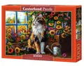Produktbild: 5904438105342 Puzzle 1000 elementów. Medytujący kot wśród kwiatów Castorland