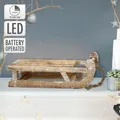 Produktbild: Deko Schlitten mit Led Weihnachtsdeko Weihnachten Dekoration Natur Braun 31,5 cm