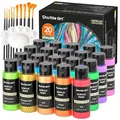 Produktbild: Shuttle Art Metallic Acrylfarben Set, 20x60ml Acrylfarben Metallic +10 Pinselset +1 Palette, Acrylic Paint Set für Erwachsene zum Basteln, Malen, Dotting auf Leinwand, Holz, Stein, Halloween