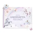 Produktbild: mintkind® Freundebuch Kindergarten – Freundschaftsbuch Einhorn mit 80 Seiten zum Ausfüllen – Für Mädchen – Meine Kindergartenfreunde Buch