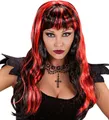 Produktbild: Halloween Perücke rot schwarz Hexe Vampiress Langhaar Teufel Damen