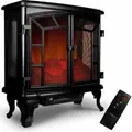 Produktbild: MONZANA® Doppeltür Elektrokamin Kaminfeuer 2000W 2 Heizstufen Elektroheizung Heizlüfter Timer Elektrokamin 70x36x66cm LED Flammen Dekokamin schwarz